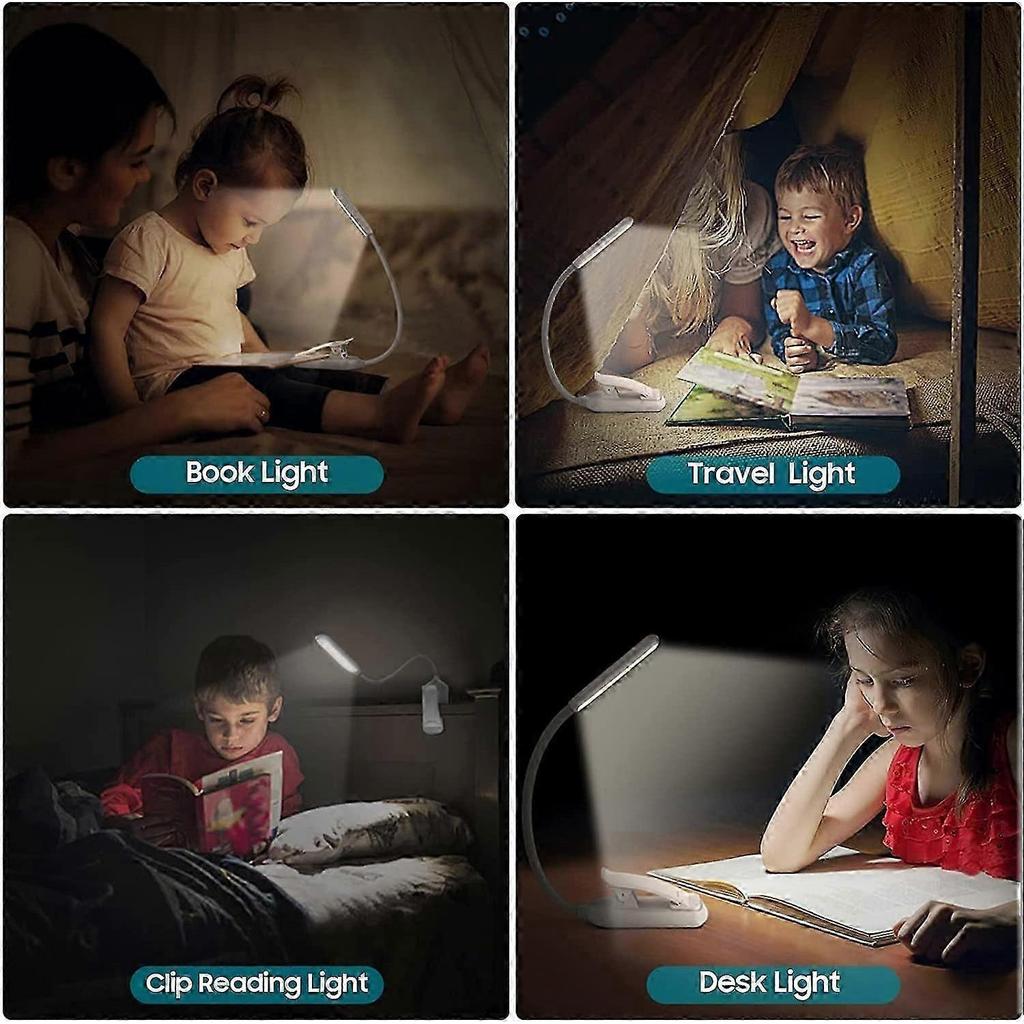 LED Reading Light, Rechargeable Reading Light Lamp in 3 Brightness Modes (Cool White/Warm Yellow), Dimmable Reading Light for Book in Bed, Book Clip L