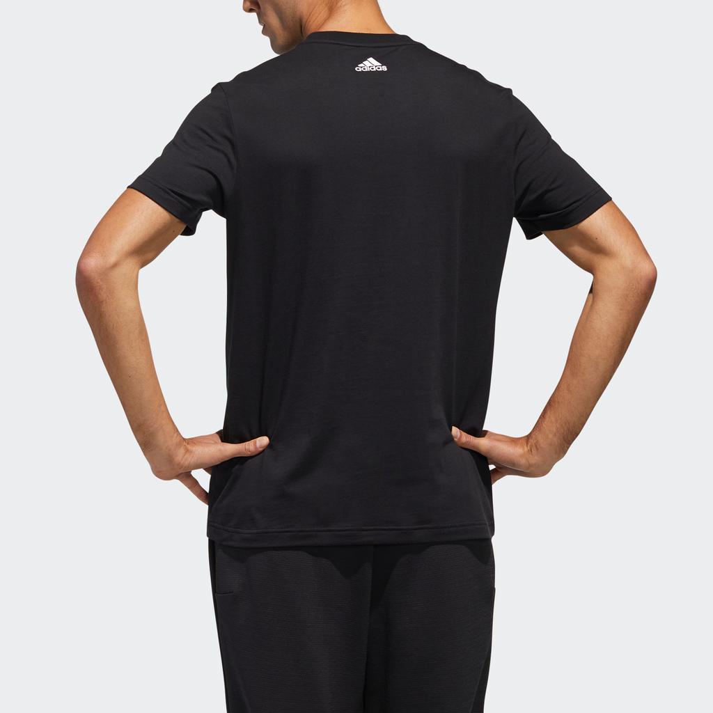 Adidas Спортивная футболка с графическим логотипом и круглым вырезом, мужские топы, черные GJ5112