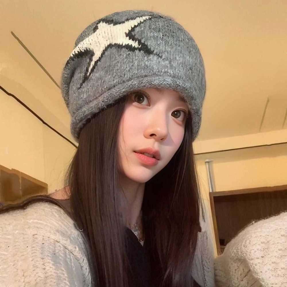 Elastic Jacquard Woolen Hat Streetwear Brimless Beanie Cap Fashion Y2K Pullover Cap Warmer
