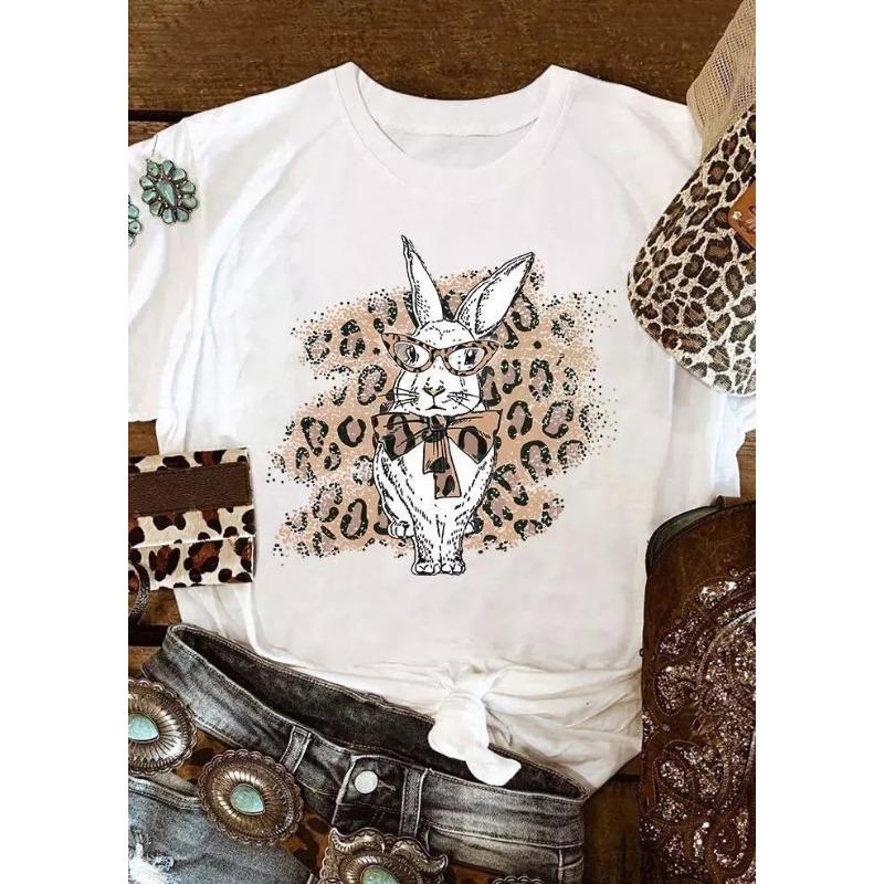 Летний топ с круглым вырезом и принтом 3D кролика, модные повседневные женские футболки с короткими рукавами