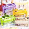 6-Layer Cartoon Mesh Pencil Case - Large, Transparent, Multi-Section Student Storage Bag