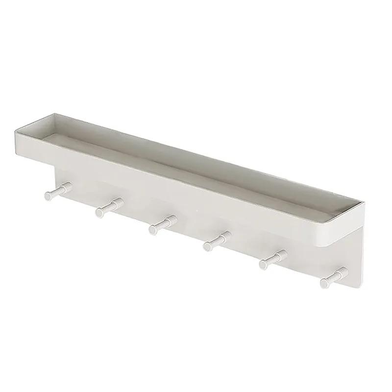 Kitchen Wall Hanger Keys Holder Coat Rack Hanging Hooks Napkin Holder Wall Mount with 6 Hooks Storage Rack for Kitchen Rack