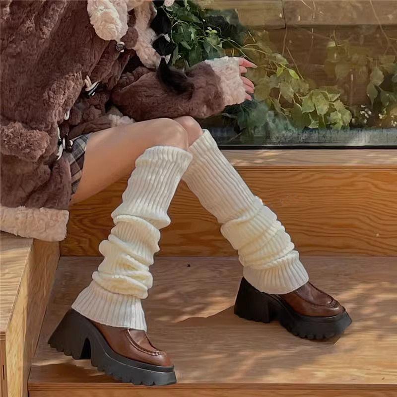 Японский стиль Плотная вязка Толстые Миди гетры Женские Форма JK Y2K Наслоенные носки Наслоенные леггинсы