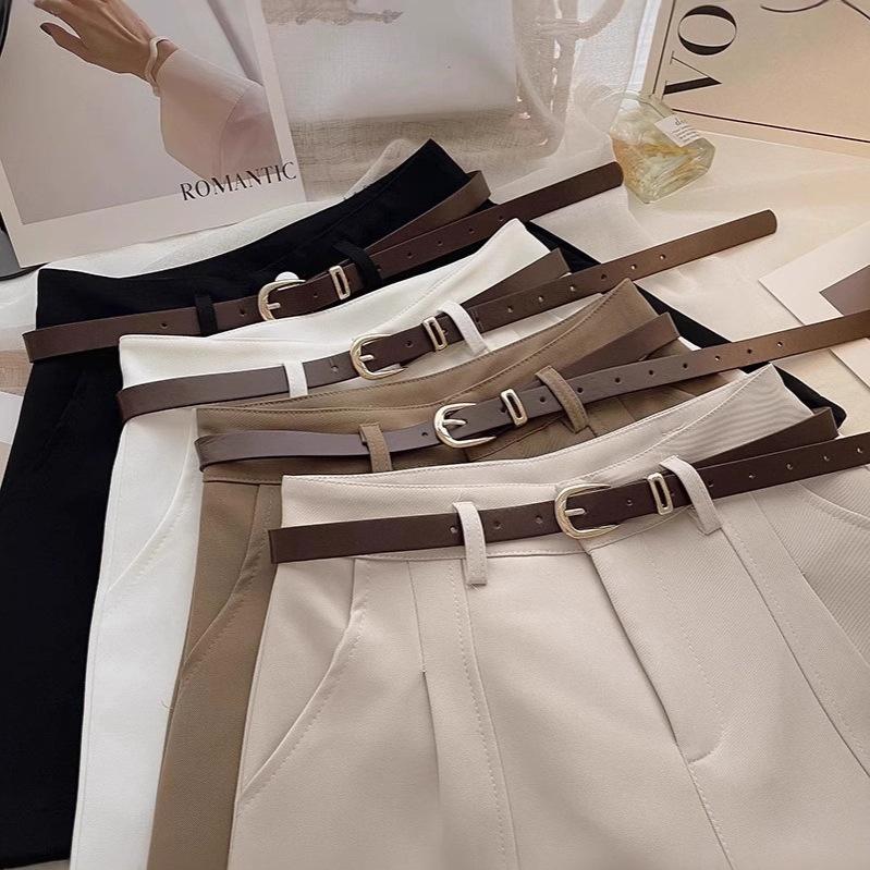 Женские белые шорты с высокой посадкой и широкими штанинами - Универсальные и повседневные для весны/лета 2025