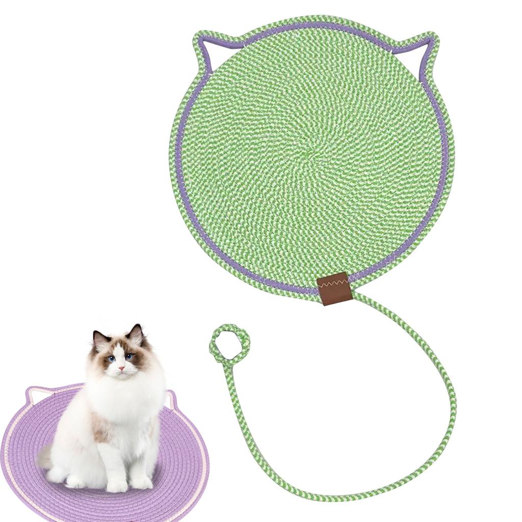 42CM Woven Cat Scratching Pad With Fish Toy, All-Season Pet Resting Mat For Cats