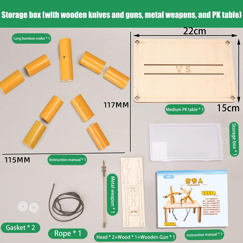 1 комплект, натуральная веревочная боевая настольная игра, ручной работы, бамбуковый человек, настольная игра, боевая игрушка с оружием
