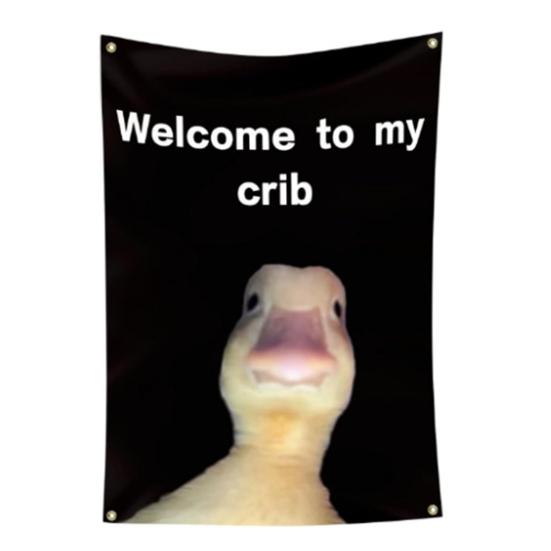 Wall Flag Creative Welcome To My Crib Flag Durable Easy Installation Wall Hanging Banner for Home Decoration