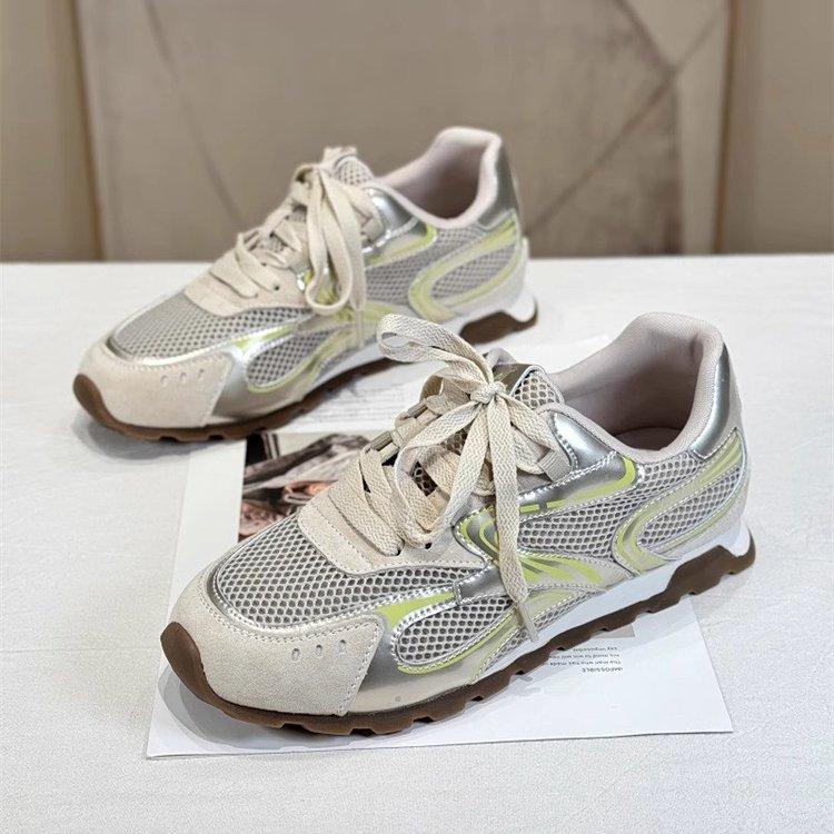 Обувь женская 2025 новая летняя на мягкой подошве Agande тренировочная обувь сетчатая дышащая на толстой подошве спортивная повседневная обувь для пап