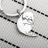 Stainless Steel Couple Keychain Hug Cat Lovers Keyring Matching Cat Key Ring  Valentine's Day Gift