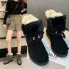 Зимние женские ботинки для снега, корейская версия, универсальные нескользящие водонепроницаемые ботинки Ins Middle Tube, плюшевые теплые ботинки