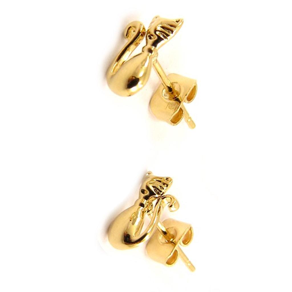 Les Trésors De Lily [L4303] - Позолоченные серьги «Кошки» - 10x5 мм