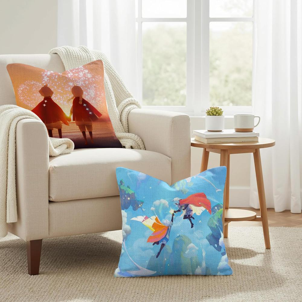 Game Sky ChilDRen of the LLight Cushion Cover Natural Linen Organic Fabric DoubleSided Printing Couch Pillow Covers Home Decor