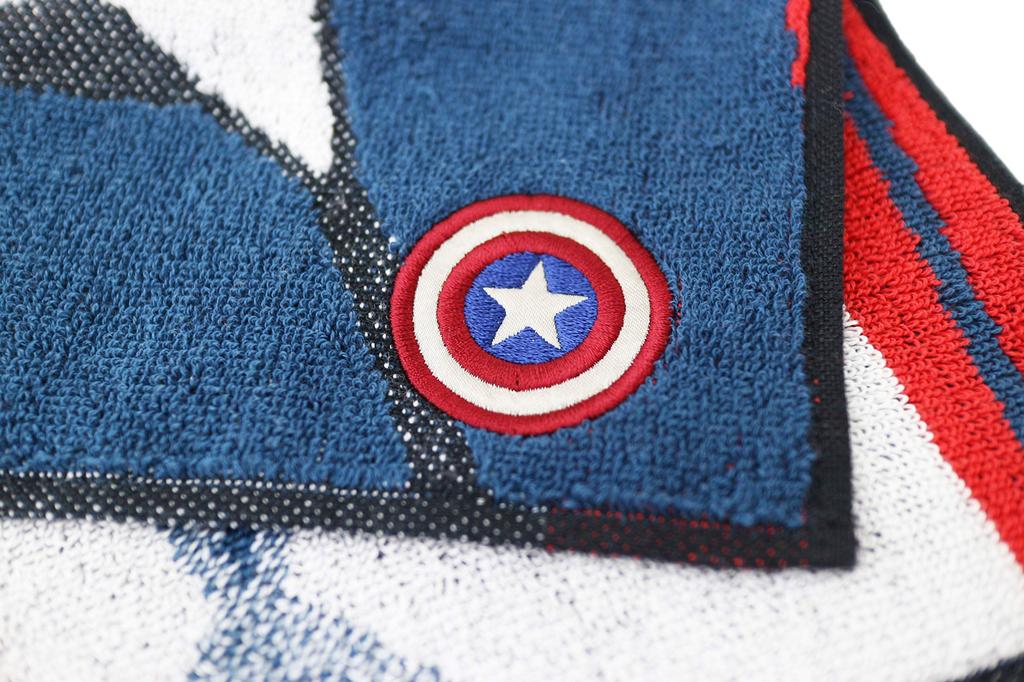 Marushin Marvel Captain America Hand Mark and Shield Product 2505020300 Towel, 25x25cm, Appliqué Embroidery, Number