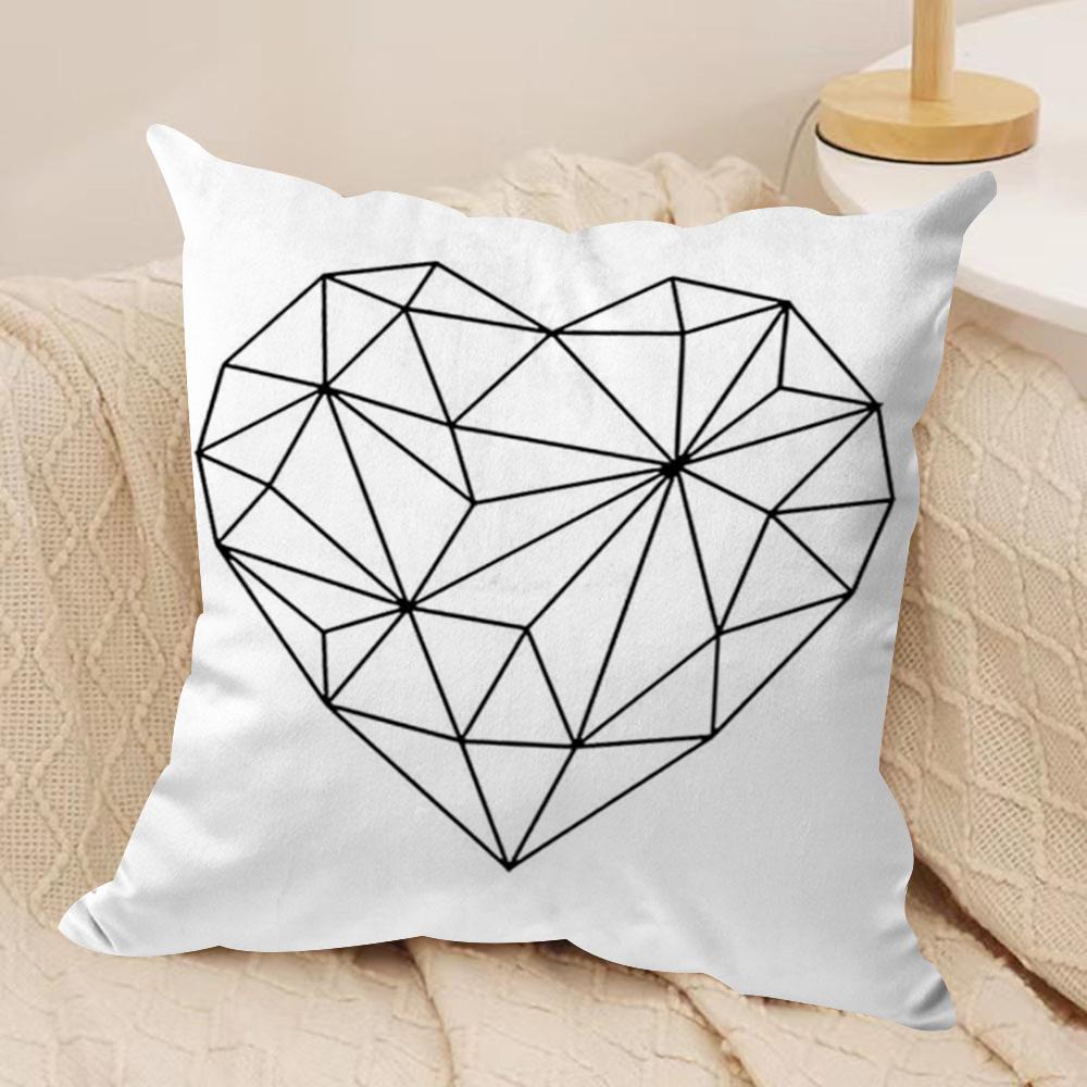 Black White Couple Line Cushion Cover Soft Plush Fabric DoubleSided Printed Sofa Cushion Cover for All Seasons Home Decor Gift