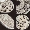 Round Chinese Dragon Wood Carving Applique Antique Onlays Mouldings Wood Figurines for Furniture Decoration Vintage Decor Floral