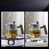 GIANXI Heated Tea Pot Anti-Scald Solid Wood Handle Filter Pots Thickened High Borosilicate Glass Tea Water Separation Teapot