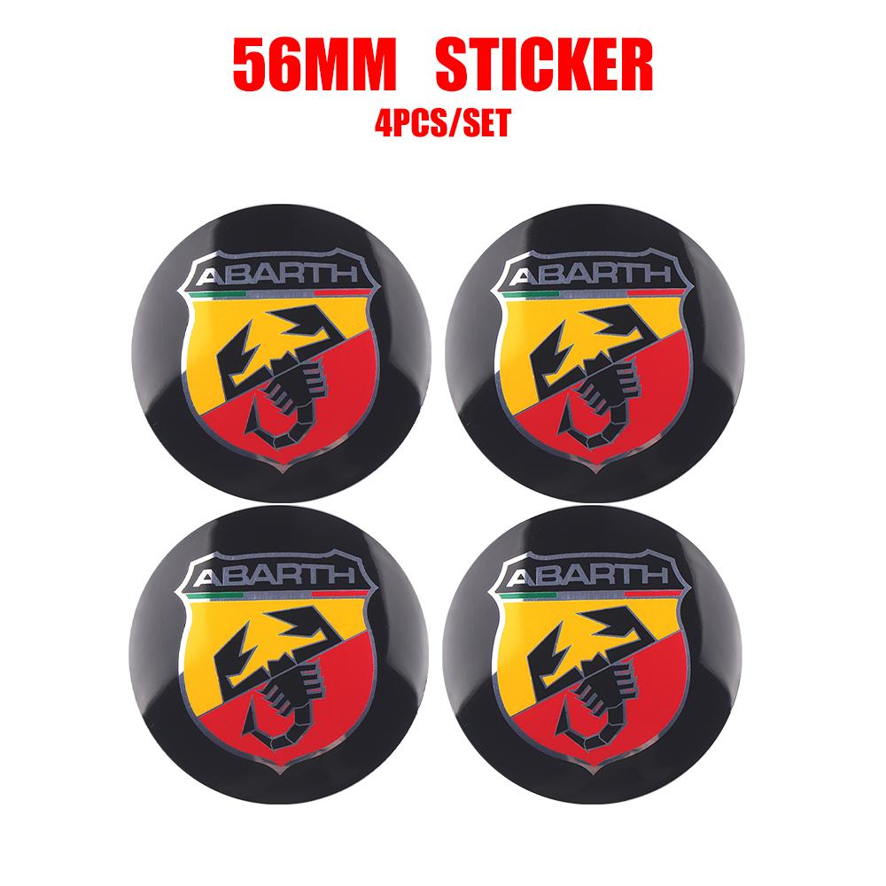 GGBFQ1 4PCS 56MM Car Wheel Center Hub Cap Rim Sticker Scorpion Decal Accessories For Fiat 500 Abarth Uno 600 Cross Fiorino Grande Panda