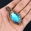 Blue Mystic Topaz Gemstone Handmade Pure Copper Wire Wrapped Pendant Jewelry