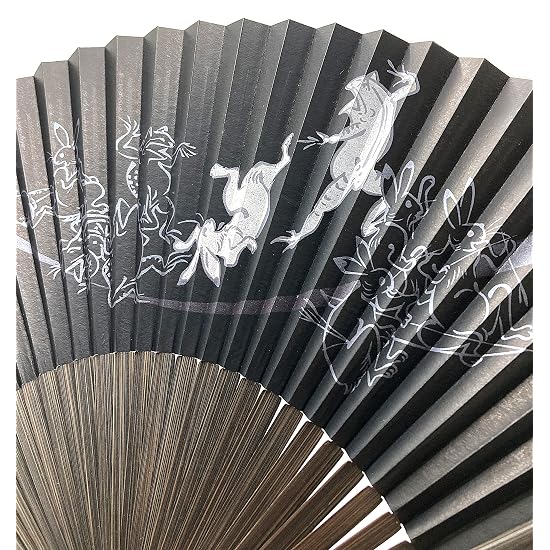 [Hanakanzashi] Folding Fan Men's Choju-giga Sensu Paper Fan with Fan Case Fan Set 22cm Japanese Patt