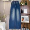 2025 Женские джинсы больших размеров Осень Синие базовые эластичные джинсы Новые брюки Джинсовые брюки Большие брюки 6XL