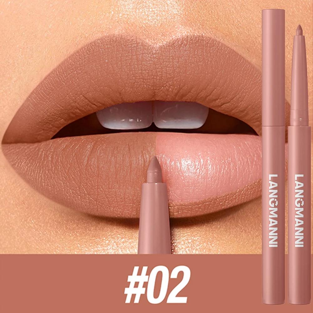 LANGMANNI Sexy Velvet Matte Lip Liner Pen Waterproof Silky Natural Contour Non-Stick Cup Makeup Lipstick Pencil Lasting Cosmetic