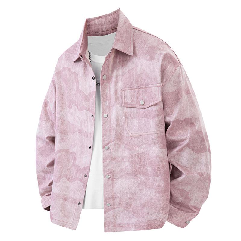 Tooling Shirt Heavy American Jacket Men's Breathable Casual Versatile Jacket Spring and Autumn Retro Tie-Dyed Shirt