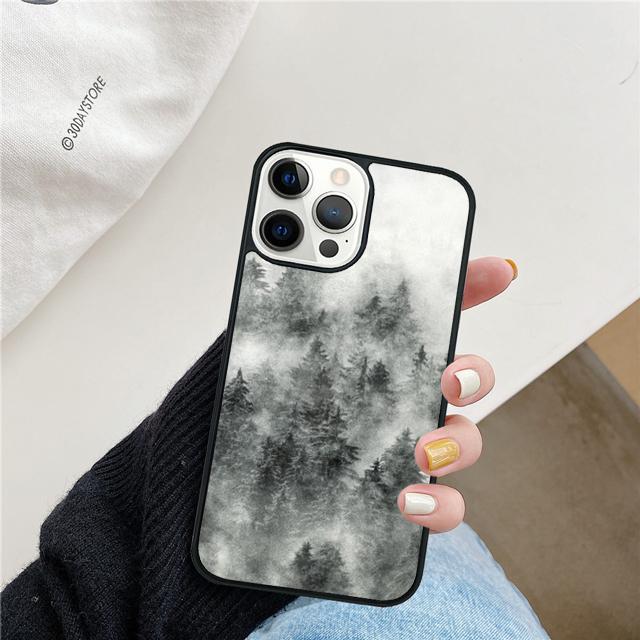 Лес Горной Сосны Горная Вершина Туман Чехол для Телефона Для iPhone 17 Air 15 16 Pro Max 14 13 12 11 Pro Max Plus
