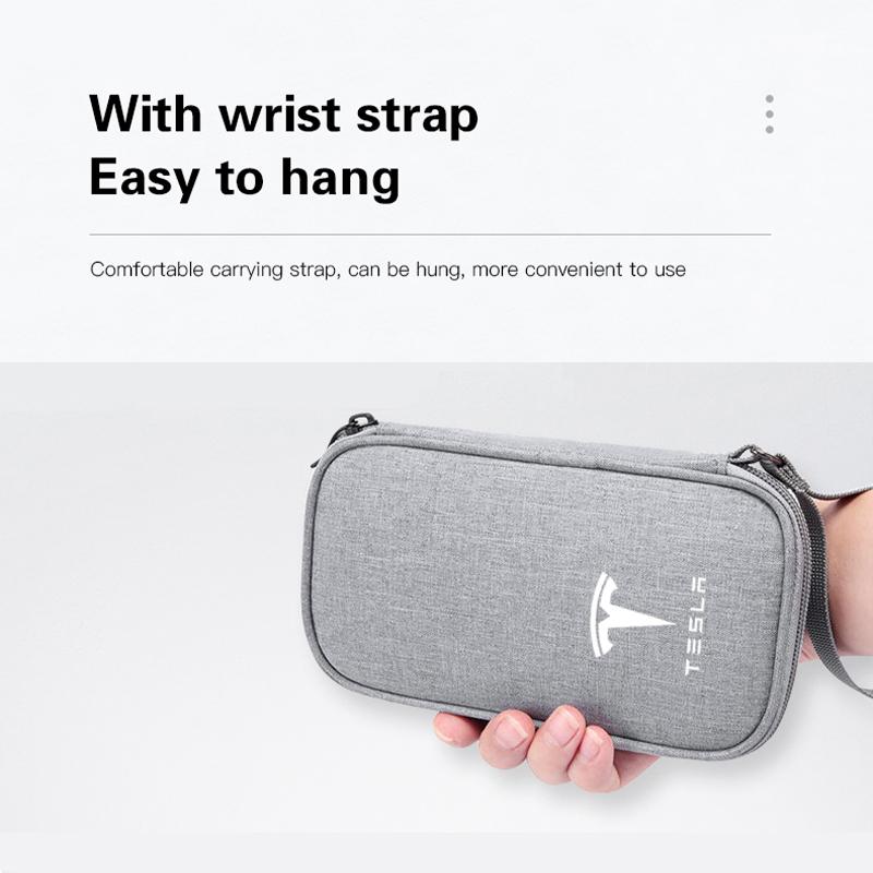 bfxhr7 Car Data Cable Storage Bag Waterproof Organizer Box For Tesla Model 3 S Y X Cybertruck Juguete Roadster Bonina Coil Emblem LOGO