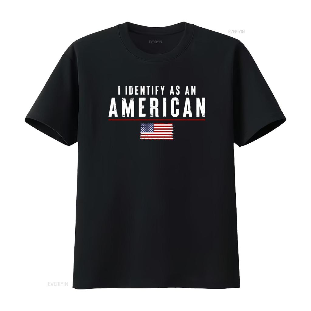 Patriotic American Flag T Shirt for Men I Identify As An vintage Washed Stretched Stylish Versatile streetwear Casual