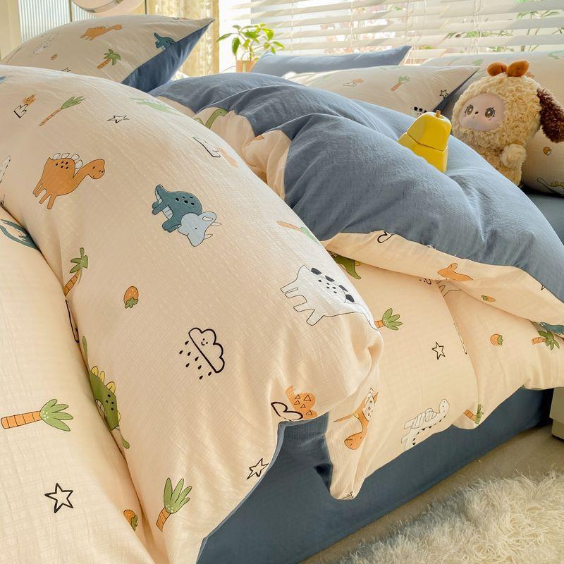 Супермягкий пододеяльник, четырехсекционная простыня для общежития, трехсекционная пряжа из мытого хлопка с двойным слоем