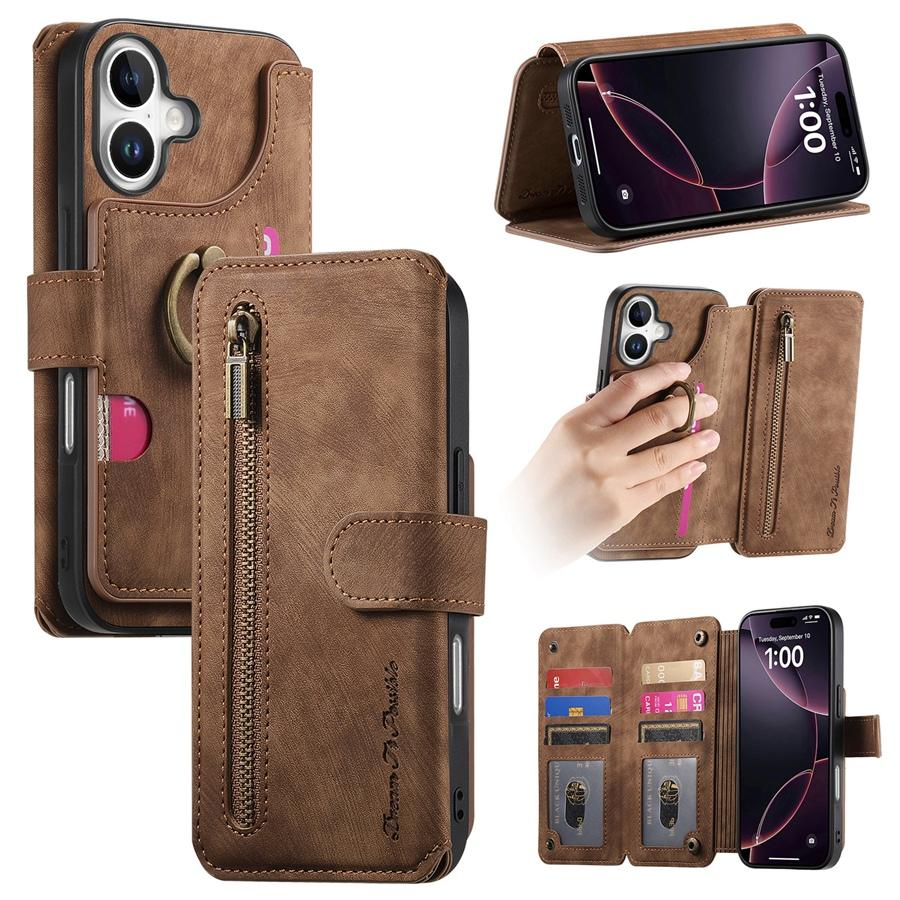 Кожаный держатель для карт из ПУ, кошелек на молнии с RFID-блокировкой для iPhone и Samsung