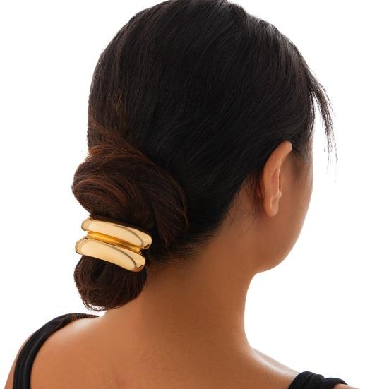 Geometric Metal Hair Tie, Alloy Elastic Ponytail Holder for Women, Minimalist Square Hair Ring for Daily Commuting Use