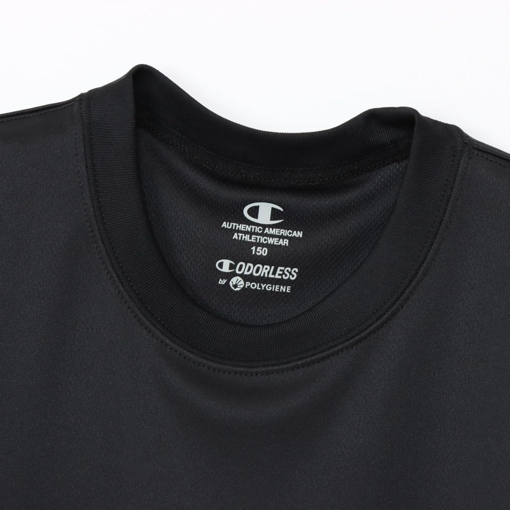 Champion Футболка с коротким рукавом для короткой команды Quick Высоко антибактериальная и против запаха С надписью Футболка с коротким рукавом черная детская, Рукав, Горловина, Сушка, Дышащая,