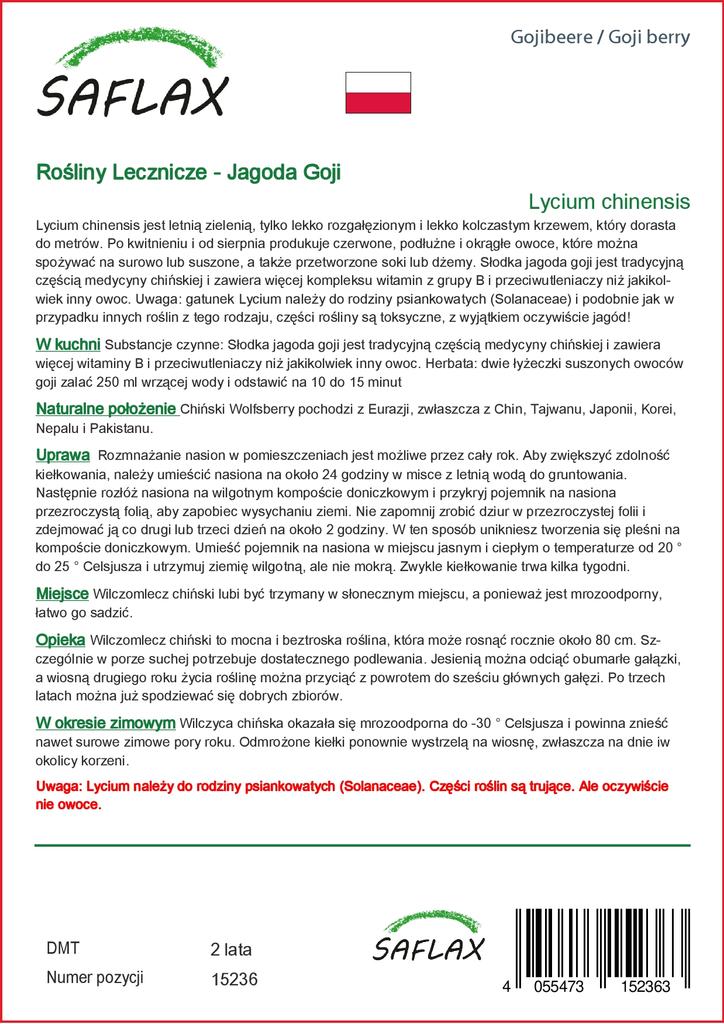 SAFLAX Garden in the Bag - Ягоды Годжи - 200 семян - С субстратом в подходящем стоячем пакете - Lycium chinensis