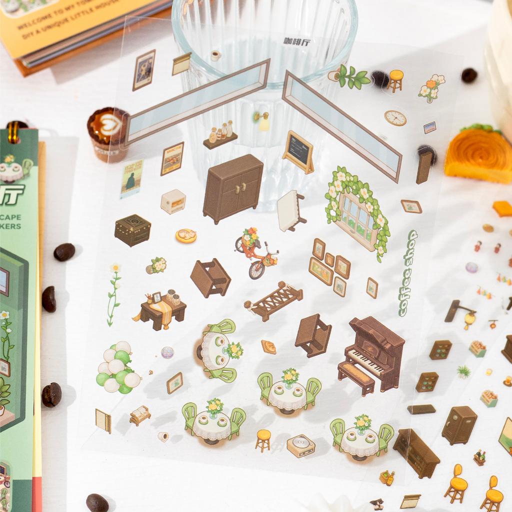 20sheets/bag Sticker Book 3D Town Scenery Flip Stickers Scrapbook Stationery DIY Handbook Decoration For Phone Case Notebook