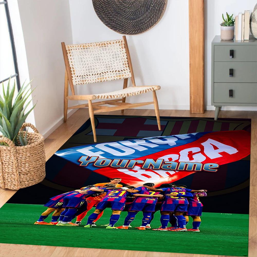 Fc Barcelona Personalized Name Area Rug Design for Dining Room Foyer Kitchen Game Room Antislip Carpet Decorate Offices