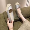 Spring 2025 New Simple Flat One-pedal Casual Doudou Shoes Square Head Light Mouth Color Matching Casual Single Shoes Women