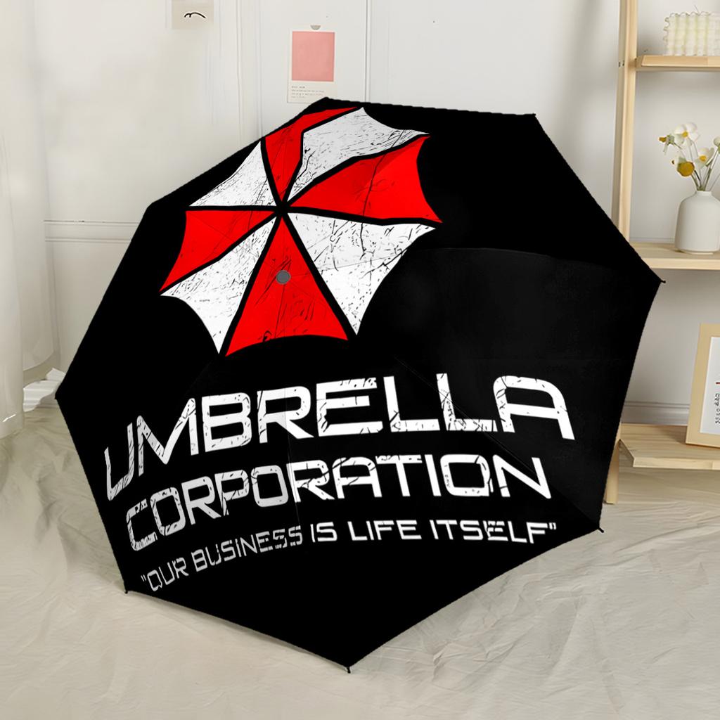 Umbrella Corporation Emblem Compact Travel Automatic Umbrella Compact 8-Rib Design Compact Design for Outdoor Daily Use Outdoor Accessory
