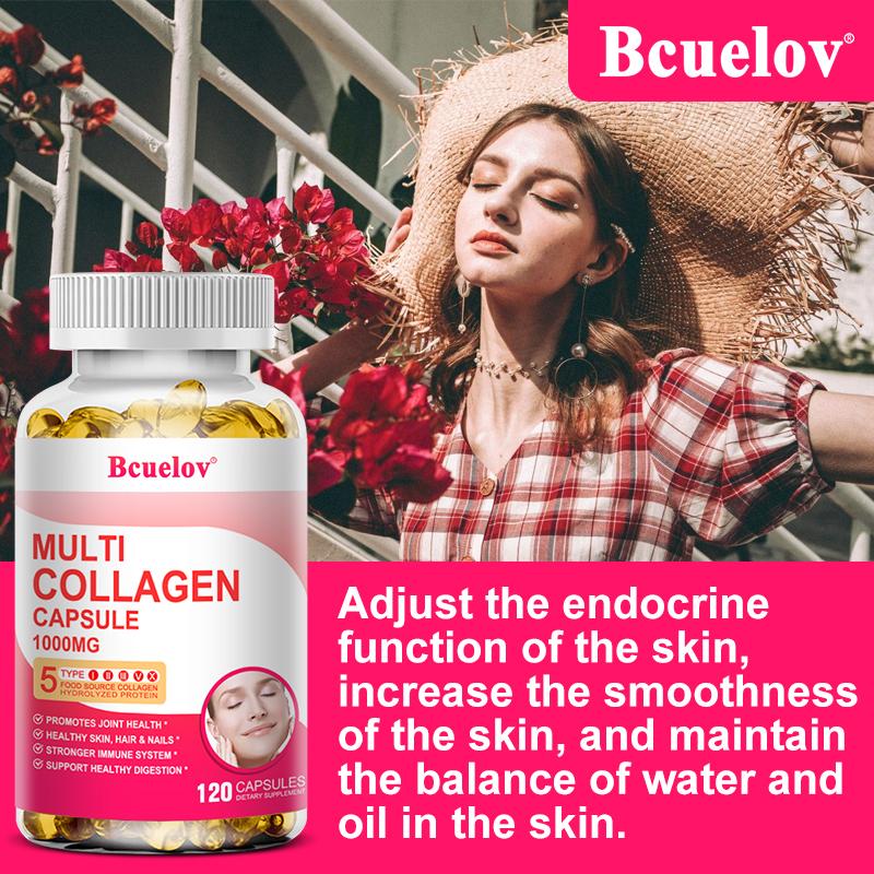 Bcuelov Premium Collagen Protein Complex, 120 Softgels Per Bottle, Gluten-Free