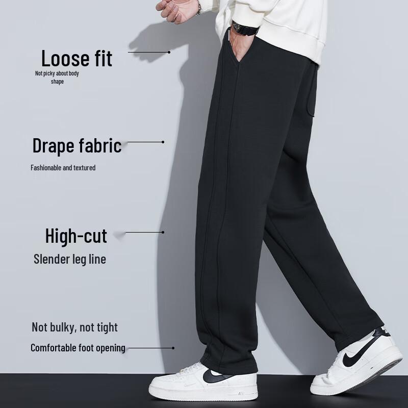 DUDUOSIBAO Men's Fleece-Lined Straight-Leg Casual Pants