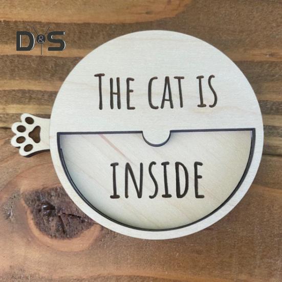 Магнитный знак-напоминание о питомце «Кот внутри», деревянный знак, переключаемый, для входной двери в дом, офиса, поворотный столик, украшение, подарок любителю кошек