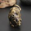 Convenient Useful Rhino Ornament Office Sculpture Toy Decor Handmade Mini Miniature Vivid Antique Copper Craft