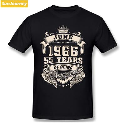 Футболка «55 лет быть потрясающими», «Рожденная в июне 1966 года», хлопковые футболки больших размеров с короткими рукавами и круглым вырезом
