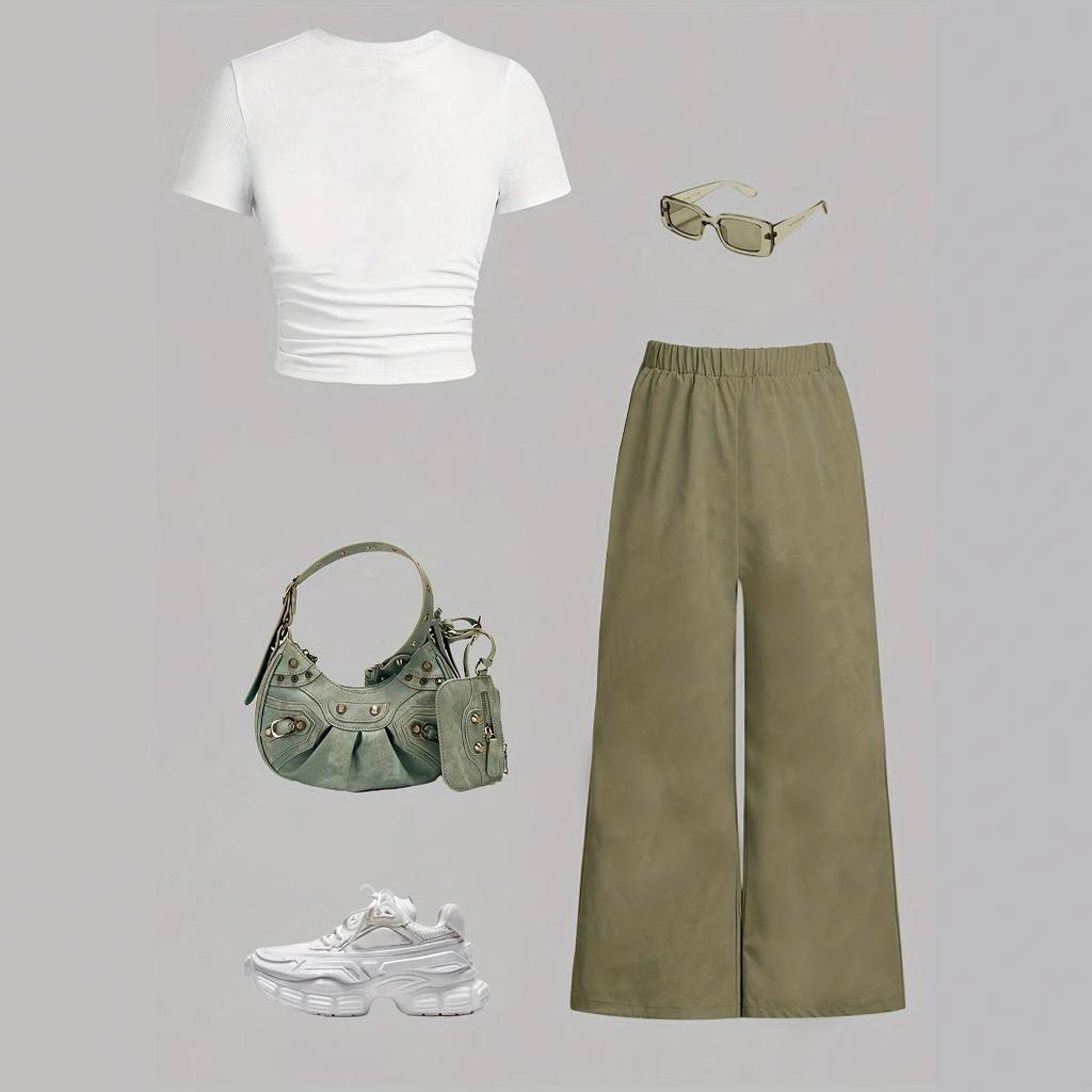 Повседневные брюки для девочек, футболка с коротким рукавом, спортивный костюм, повседневный летний детский повседневный костюм