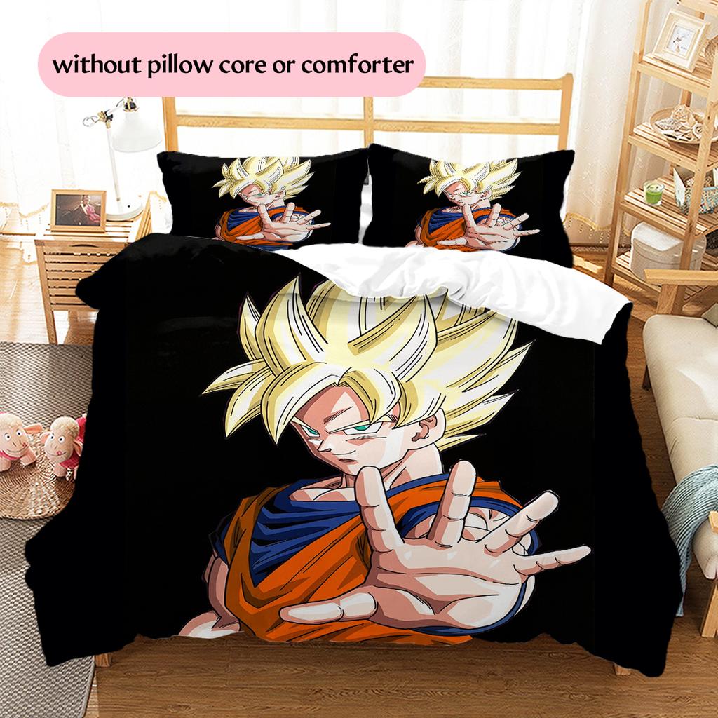 Son Goku Pattern Bedding Home Decoration Birthday Gift (1 * duvet cover + 2 * pillowcase, without core)