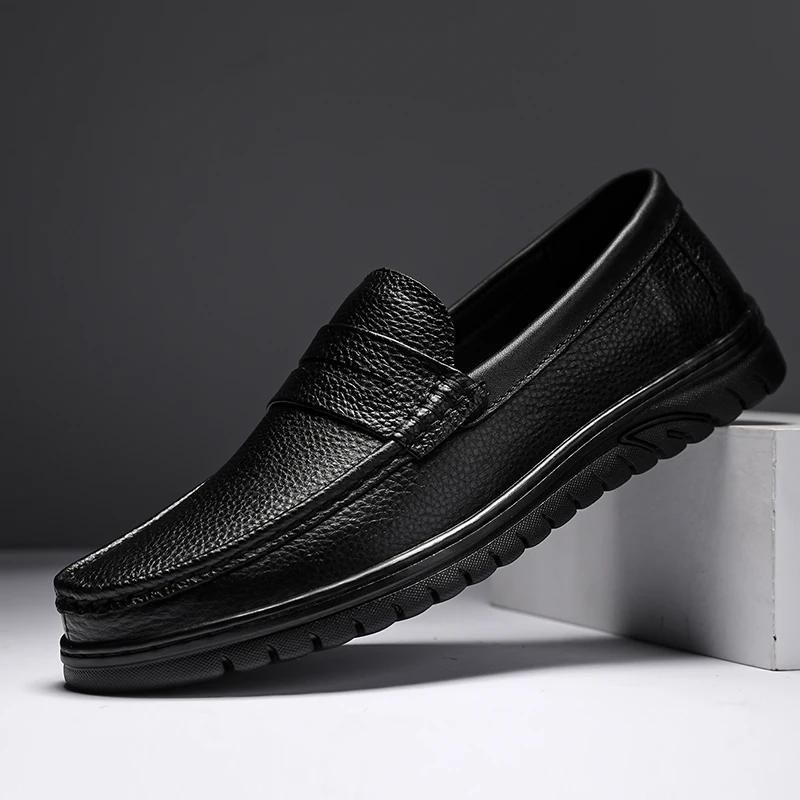 Модные мужские повседневные туфли из натуральной кожи, мокасины ручной работы, мужские удобные лоферы для вождения, слипоны, мужская обувь, удобные деловые балетки