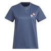 Футболка спортивная повседневная с коротким рукавом и вышитым рисунком, женская, чернильно-синяя JD5252