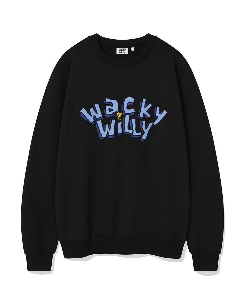 WACKY WILLY Typographic One-Point Sweatshirt Black