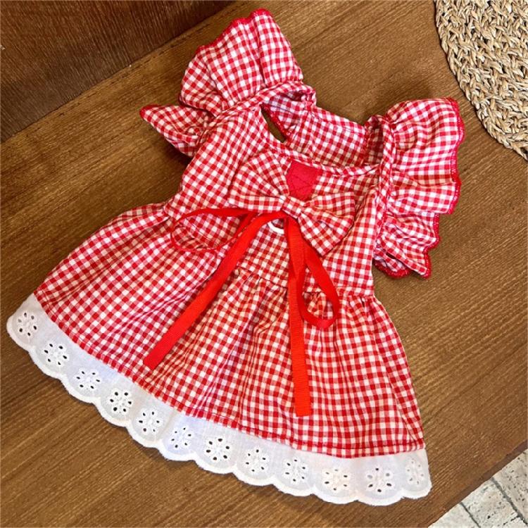 Dress for Dog Lovely Lattice/Flower Print Skirt Pet Birthday Wedding Dress