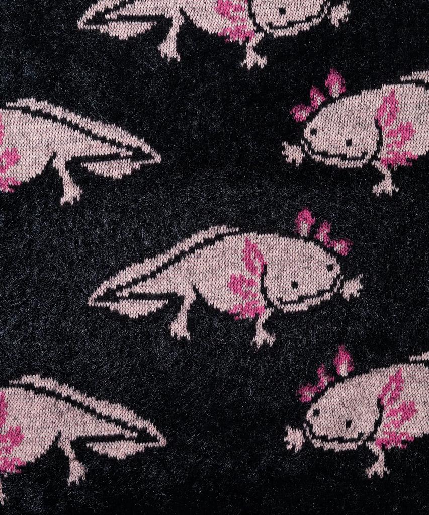 [go slow caravan] 356107 Аксалотль Пушистый Меланжевый Жаккардовый Вязаный Большой Свитер, Черный, Размер L